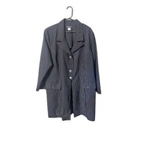 Chad's Place Women's Pinstripe Blazer Jacket Black White Button Front Made USA